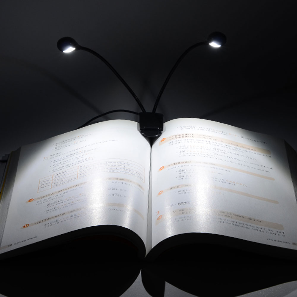 Oce 클립 꽂이형 투헤드 LED등 스탠드 독서 북라이트 휴대용 노트북