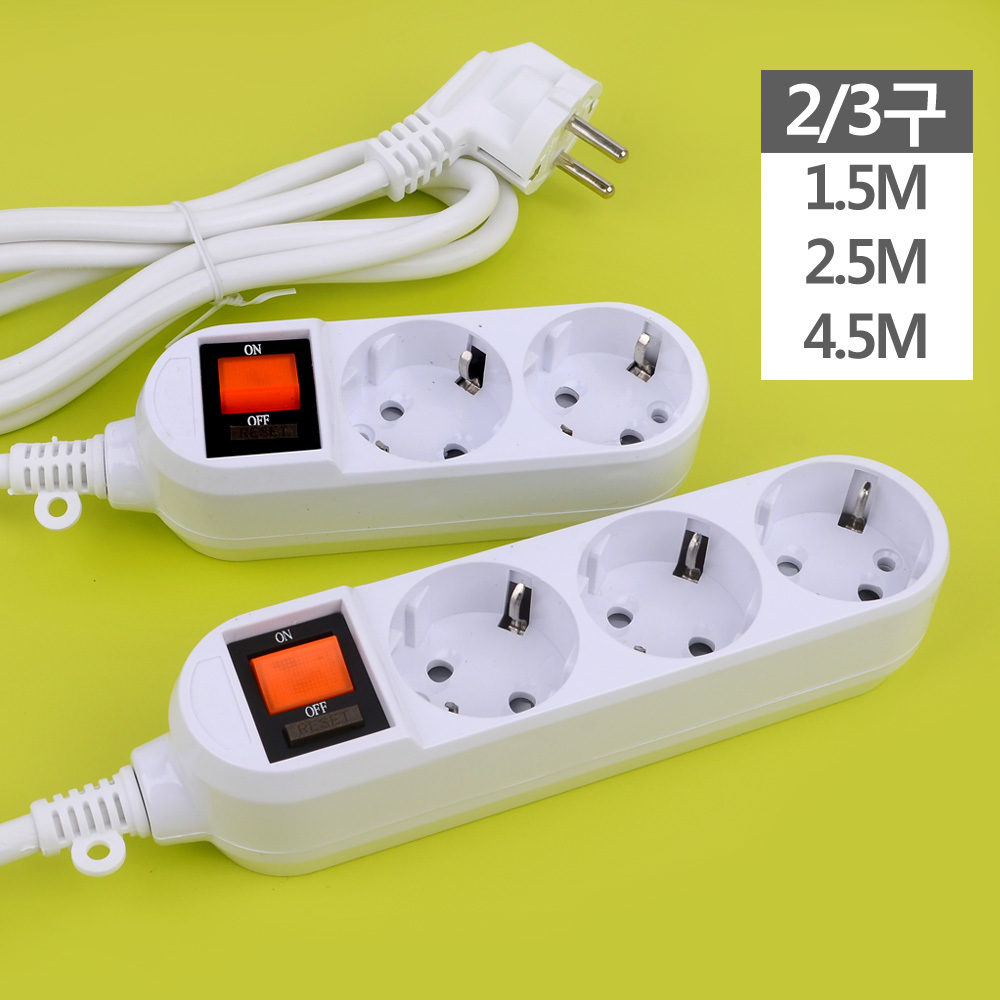 Oce 스위치 이동식 콘센트 2구/3구 연장 멀티탭 전기선 코드 전선 컨센트 안전 접지 멀티텝