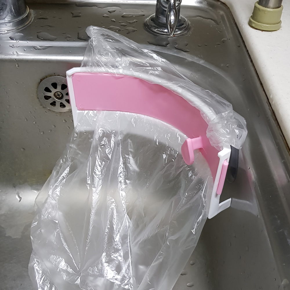 Oce 싱크볼 음식물 쓰레기 비닐 봉지 걸이 홀더 -접이식 음쓰통행거 압축부착고리 분리통박스