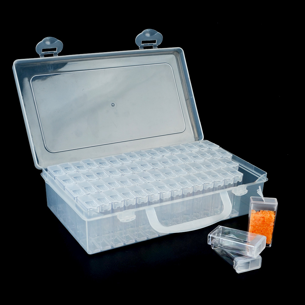 Oce 소형 케이스&가방 64개 플라스틱 미니 상자 가방 글리터 보관함 투명 단추통 사각 수납통