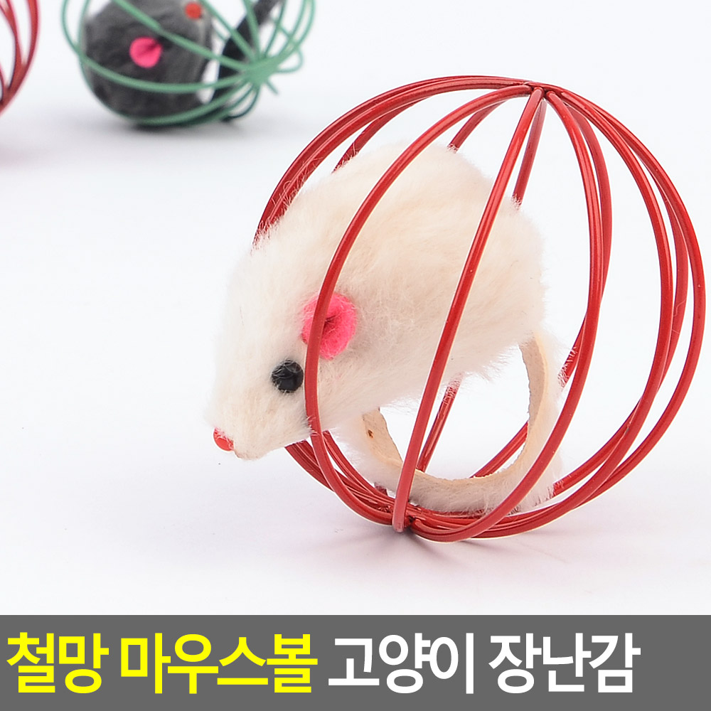 반려묘쥐운동되는철재공 6cm 랜덤색상 1개