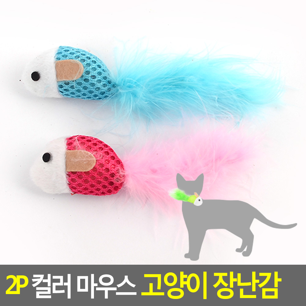 2P 컬러 마우스 고양이 장난감