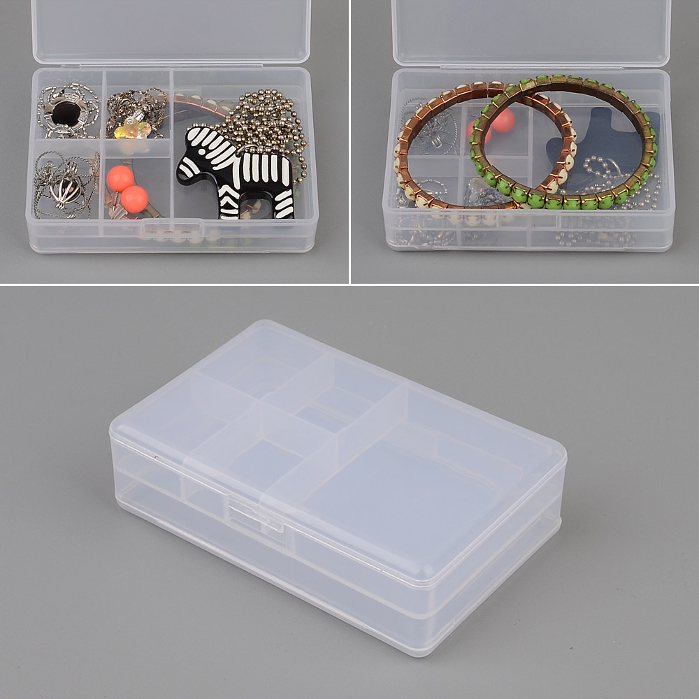 Oce 행거홀 칸막이 투명 소품 잠금 뚜껑 상자 양면 6칸 플라스틱 케이스 액세서리 보관함 필기류 문구