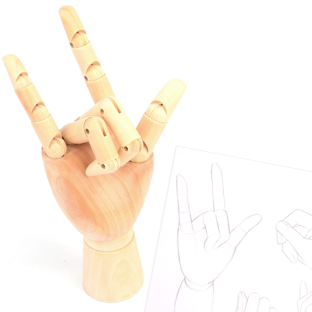 Oce 드로잉 크로키 스케치 15개 구체 관절 오른손-원목 사람신체그리기 데생용품 움직이는조각상