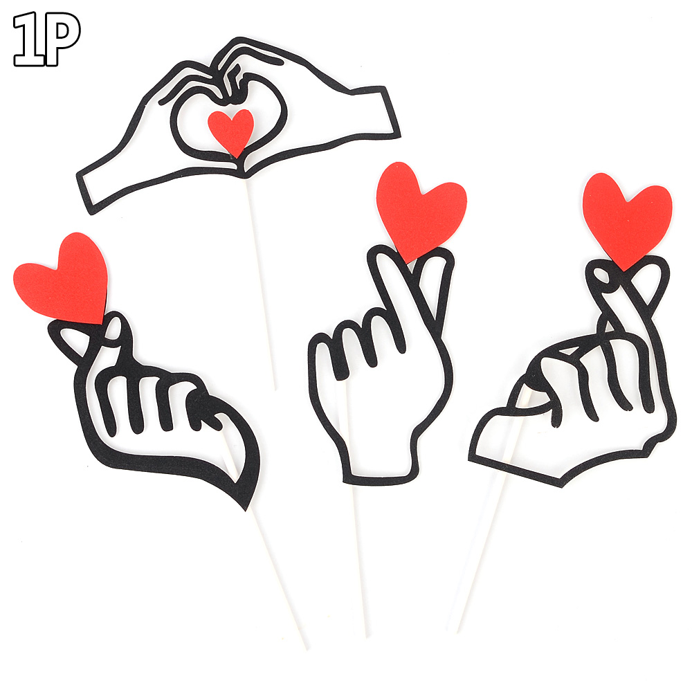 Oce 케 꽃다발 이벤트 반짝이 하트 스틱 만들기 1p 손모양 꽂이 인테리어 pop 광고 스티커