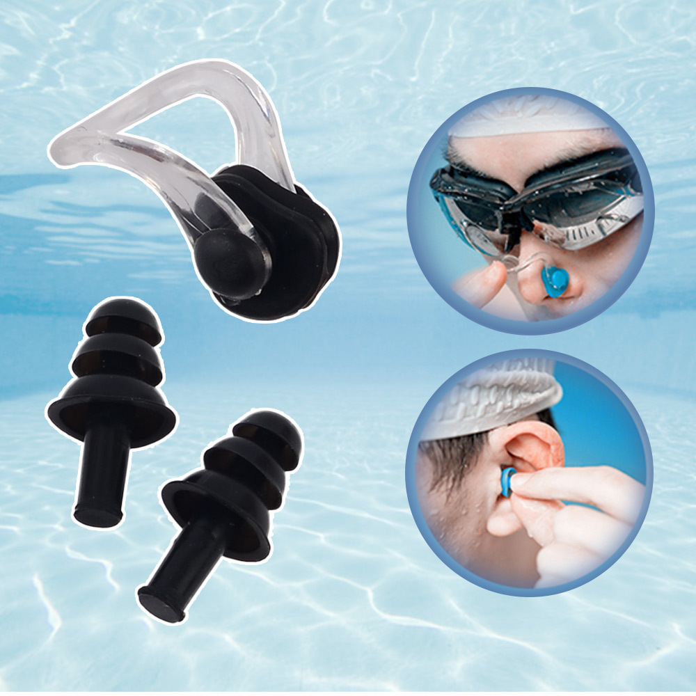 Oce 인체 공학 디자인 수영 실리콘 귀마개 코마개 세트 물놀이 이어머프 귀 보호 코 보호 공부