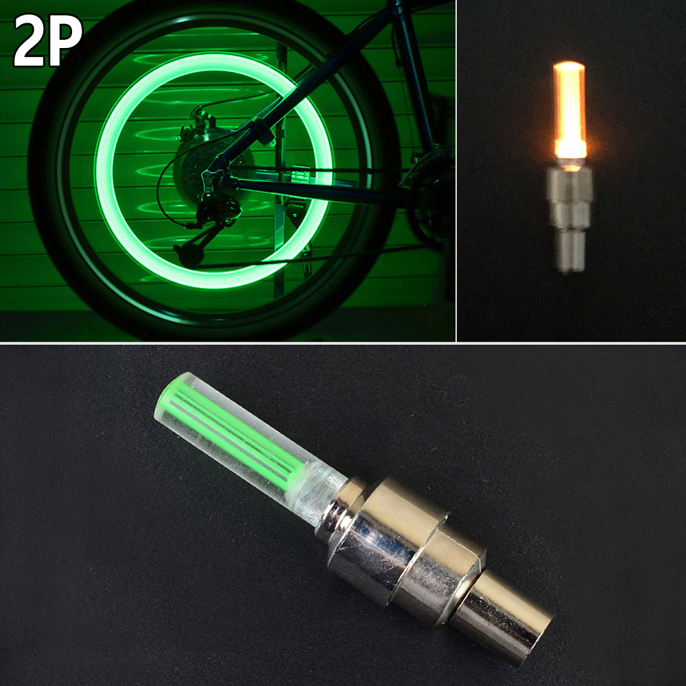 Oce 야간 진동 감지 공기 주입구 장착 자전거 라이트 2P LED 형광 바이크 휠라이트 라이딩 안전등