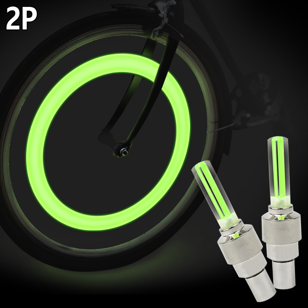 Oce 야간 진동 감지 공기 주입구 장착 자전거 라이트 2P 밤 조명등 빔 LED 형광 주행 보호 용품