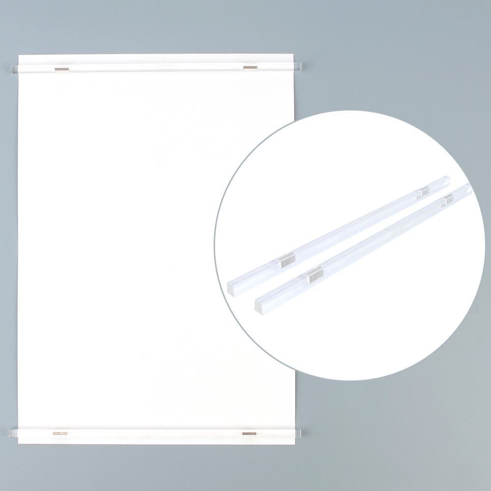 Oce 게시판 인쇄물 포스터 보드 고정 투명 자석 스틱 2P 광고지걸이막대 안내판종이부착 알림판홍보물장착