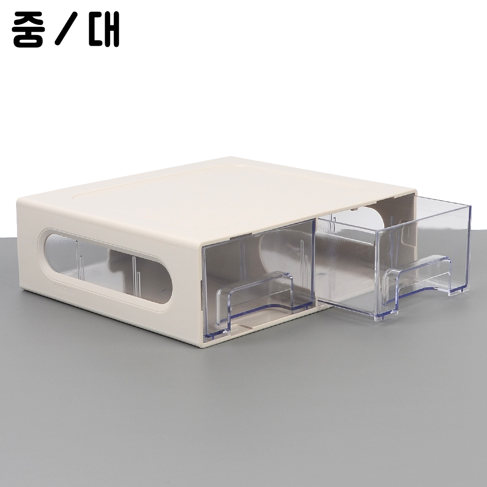 Oce 투명창 칸막이 소품 인덱스 서랍장-2단 가벼운 손잡이 박스 탕비실 정리함 화장대 화장품 소품통