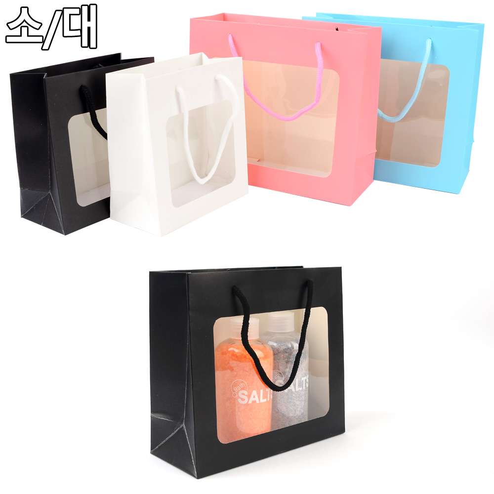 Oce 선물포장 꽃선물포장 속보이는 쇼핑백 기프트 쇼퍼 bag 쇼핑 가방 투명창 가방