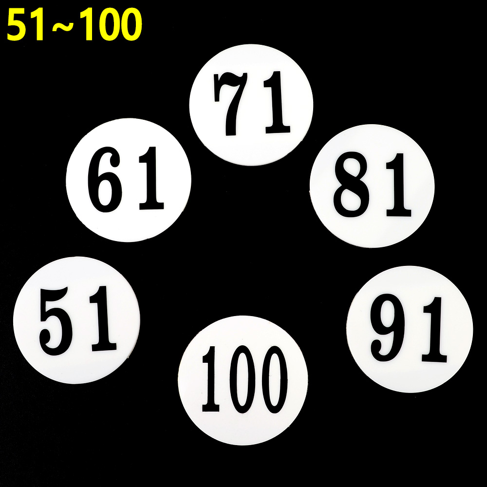 Oce 1P 라운드 60mm 좌석 아이넘버 숫자판 51-100 수 문자 이니셜 인덱스 표시 숫자 안내 표시판 번호판